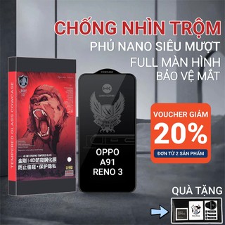  Cường lực Oppo A91 Reno 3 Reno3 Cow case chống nhìn trộm full màn | Miếng kính dán bảo vệ màn hình cho oppo 