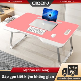 Bàn Học Gấp Gọn AIODIY - Mặt Bàn Rộng, Chân Nhôm, Khe Cắm iPad/ĐT, Để Laptop & Giữ Cốc