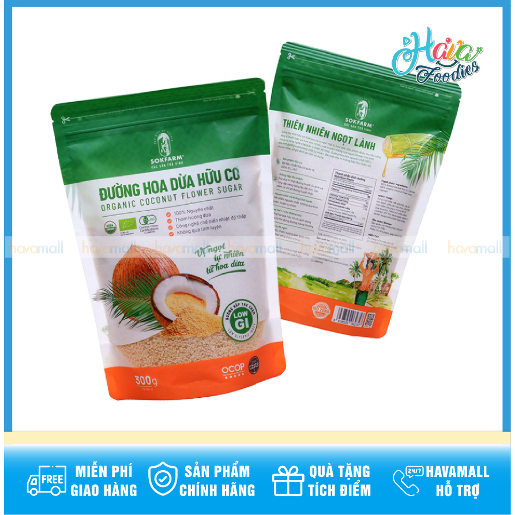 Đường Hoa Dừa Hữu Cơ SokFarm (300g/1kg) – SokFarm Organic Coconut Flower Sugar