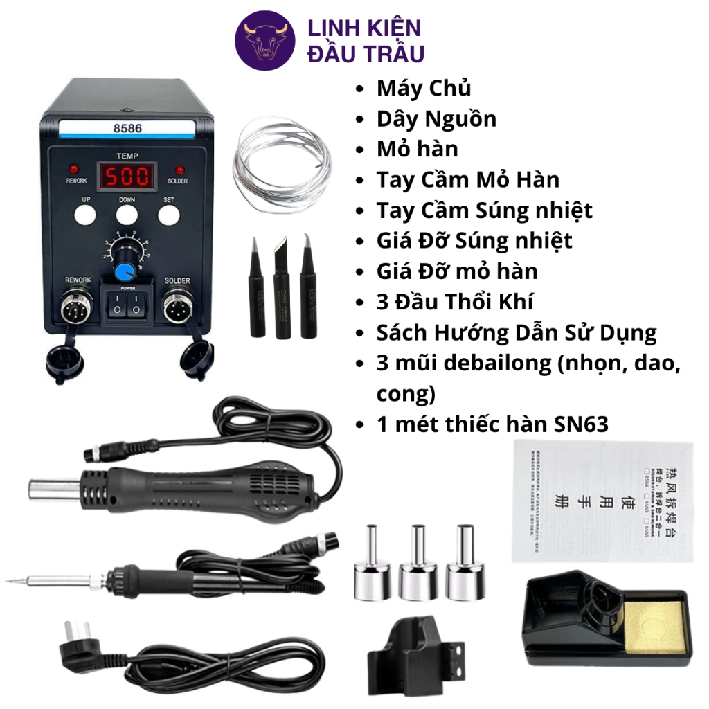 Trạm khò nhiệt 8586 858-TB 8786 Debailong 898D 8786D 858D độ bền cao Linh kiện đầu trâu