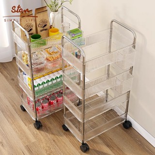 STON Xe đẩy Để Đồ Trong Suốt Có Bánh Xe Nhiều Tầng Kệ đựng đồ ăn Kệ đựng mỹ phẩm để đồ đa năng
