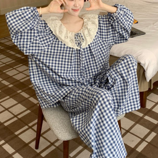 Bộ Pijama Nữ Mặc Nhà Mùa Hè Dài Tay Đũi Caro Bigsize Mặc Nhà Vải Mát Mềm Dễ Thương - PONA