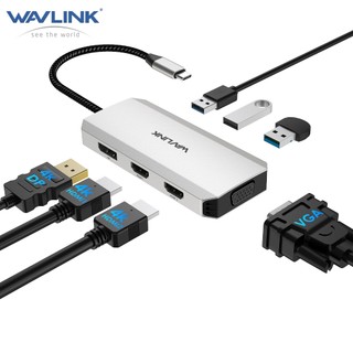  Trạm Dock USB-C WAVLINK 4 Màn Hình 7-in-1 2 HDMI 4K DP 4K VGA 3 USB 2.0 Quad Monitor 