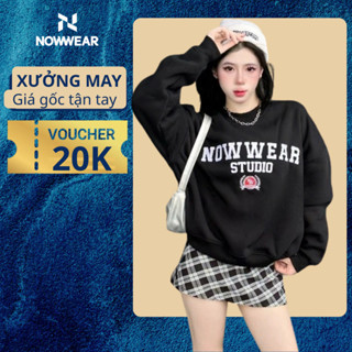 Áo Nỉ Sweater Thêu 3D Nowwear Tay Phồng Form Boxy Chất Nỉ Bông Dày Dặn Nam Nữ Unisex Women Top