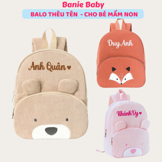 (THÊU TÊN) - HOT 2025 Balo Thêu Tên Bé Theo Yêu Cầu Cho Bé đi học mẫu giáo chống thất lạc - Banie Baby