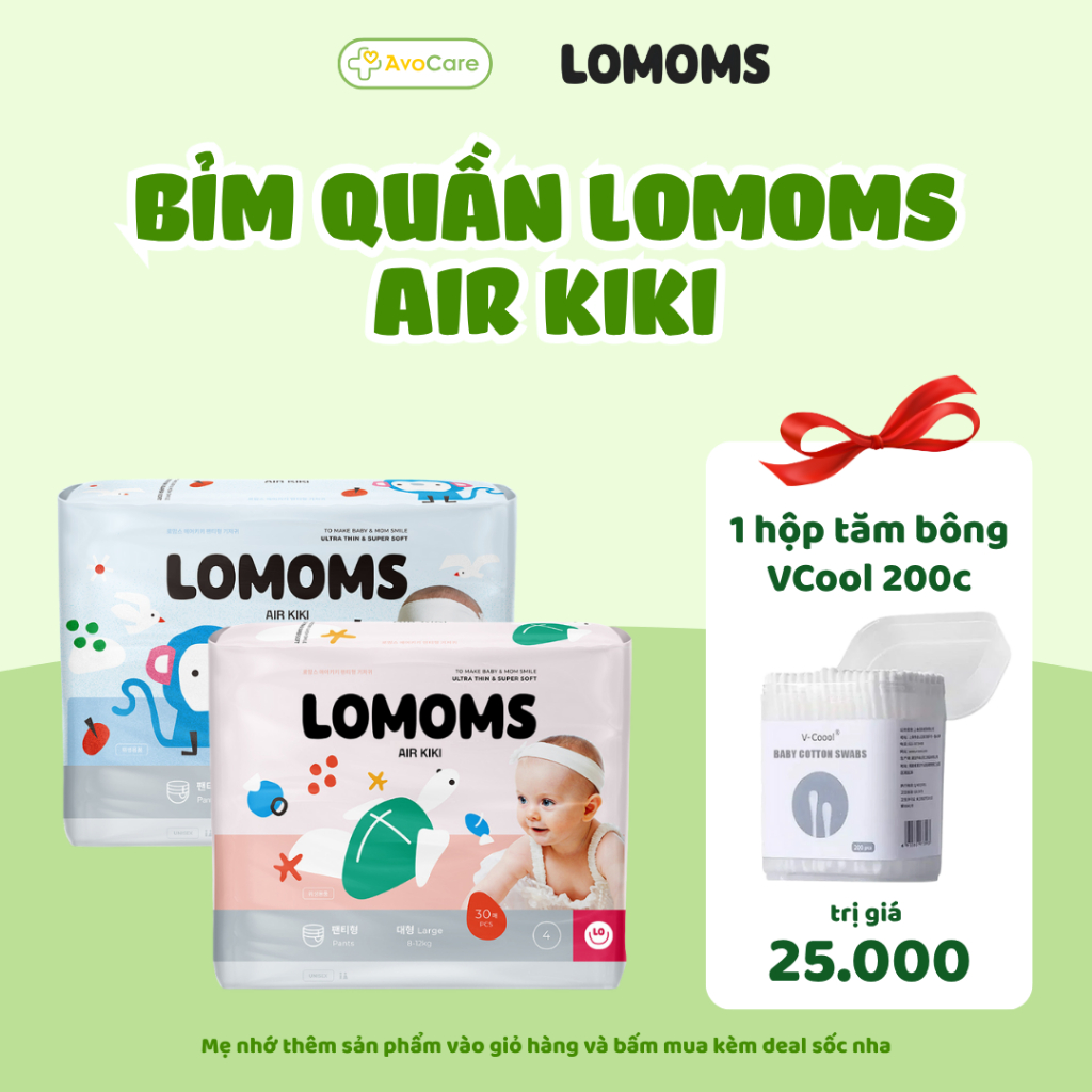 Tã bỉm quần bỉm dán Lomoms Air Kiki nội địa Hàn Quốc mềm mại, an toàn cho bé