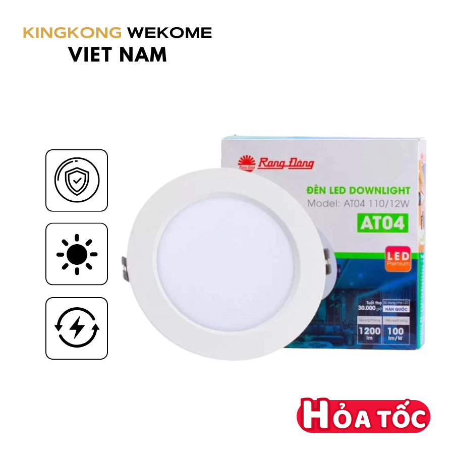 Đèn LED Downlight Rạng Đông AT04 10W - Ánh sáng trắng tự nhiên từ chip LED Hàn Quốc trang trí nội th