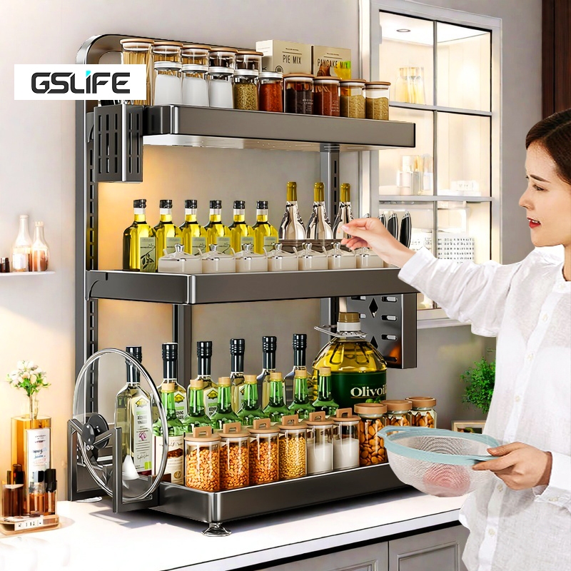 Gslife Kệ Gia Vị Để Bàn Đa Năng, Chất Liệu Thép Bền Đẹp, Tiết Kiệm Không Gian
