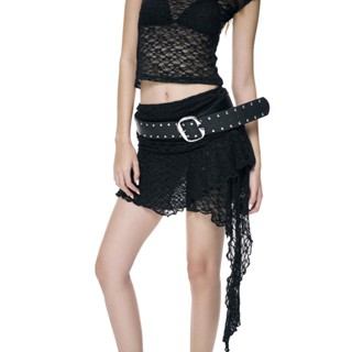 Chân Váy Ren Trắng và Đen TWENTI Xuyên Thấu Lệch Tà Kèm Short Bảo Hộ