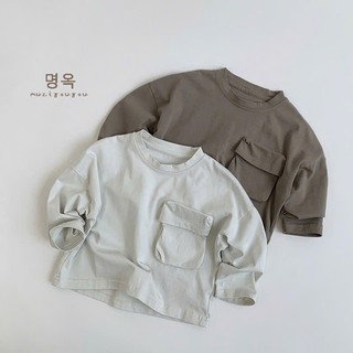[QCCC- Shubimkids]- A35- Áo Thun Túi Hộp Dài Tay Chất Cotton Hàn Dễ Phối Đồ Cho Bé