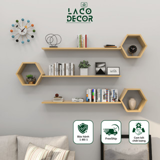 Kệ Gỗ Treo Tường Tổ Ong – Kệ Gỗ Trang Trí Phòng Khách, Thương hiệu LACO DECOR (Tặng kèm vít)