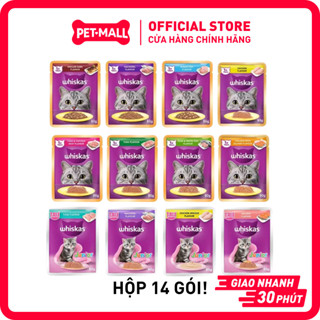 Hộp 14 Gói 80G - Pate WHISKAS Adult & Kitten Cho Mèo Con & Mèo Lớn Nhiều Vị Chính Hãng Petmall