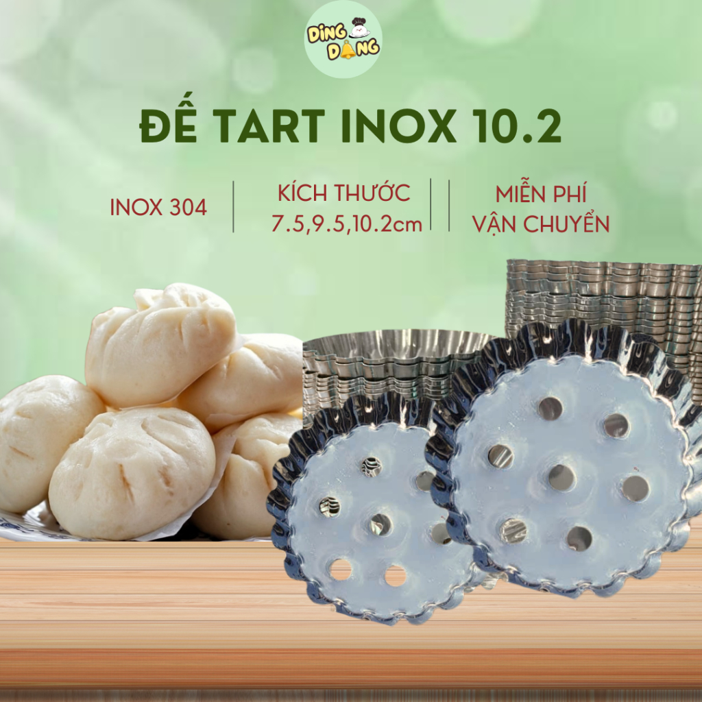 Bán sỉ - Đế tart đục lỗ bánh bao, cỡ 10.2, đế tart đục lỗ inox, khuôn bánh tart trứng ,khuôn hấp bán