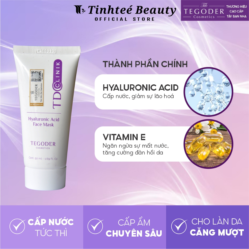 Mặt nạ HA cấp ẩm và phục hồi da Tegoder Hyaluronic Acid face mask 50ml 1081 