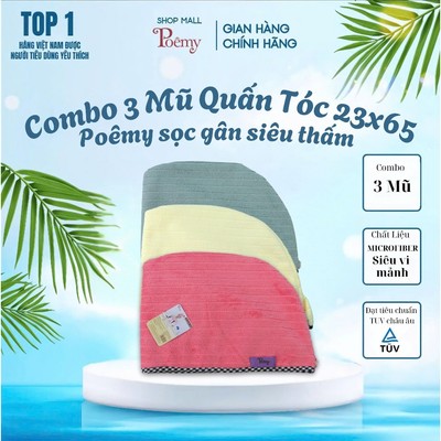 [Chính Hãng] Combo Mũ Quấn Tóc Sọc Gân - Set 3 Chiếc Mềm Mai Thấm Nước