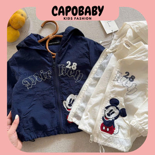 Áo khoác gió mickey CAPOBABY , áo khoác gió lưới 2 lớp dây rút hoạ tiết hoạt hình cho bé từ 7-25kg [sh1425]