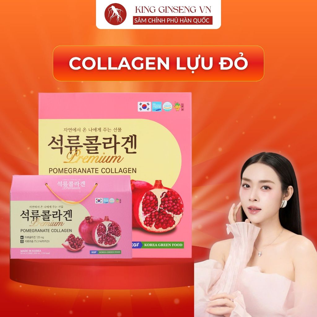 Collagen Lựu Đỏ Hàn Quốc Trẻ Hóa Trắng Da Mờ Nám, Da Trắng Sáng Căng Mịn 20 Gói
