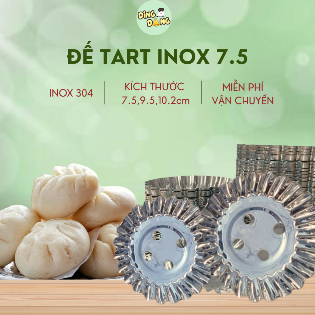 Bán sỉ - Đế tart đục lỗ bánh bao, cỡ 7.5, đế tart đục lỗ inox, khuôn bánh tart trứng ,khuôn hấp bánh