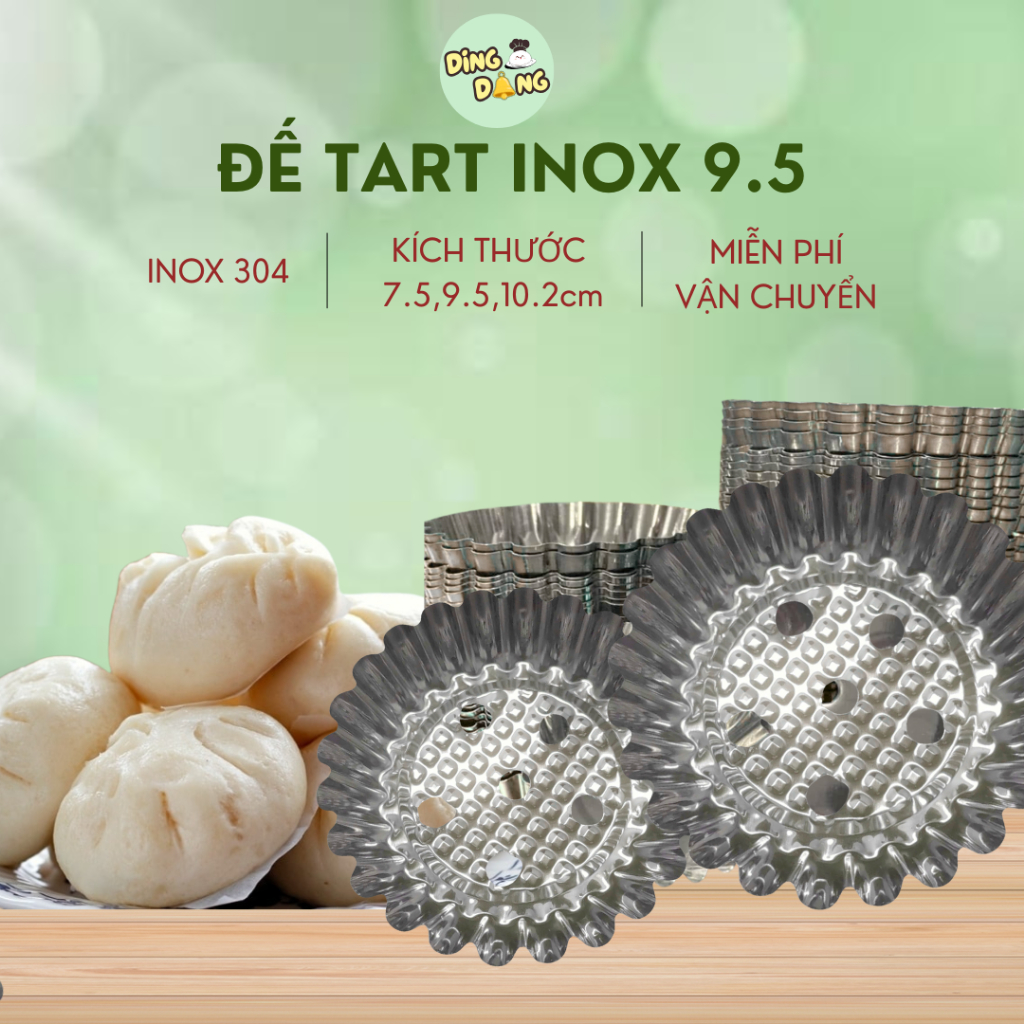 Bán sỉ - Đế tart đục lỗ bánh bao, cỡ 9.5, đế tart đục lỗ inox, khuôn bánh tart trứng ,khuôn hấp bánh