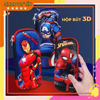  Hộp bút in nổi 3D hình siêu nhân nhện đội trưởng mỹ hộp đựng bút cho bé trai cỡ lớn in nổi cao cấp 