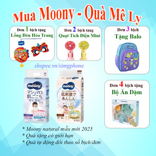 (TẶNG QUÀ) Bỉm dán quần Moony trắng Natural / xanh Cộng Miếng/ Tiêu chuẩn Nhật đủ size Nb96/S84/M58/ L54/ L44