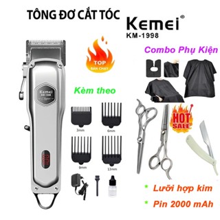 Tông đơ cắt tóc gia đình Kemei 1998, Tăng đơ cắt lông chó mèo, hoạt động êm nhẹ và bền bỉ, pin 2000mAh