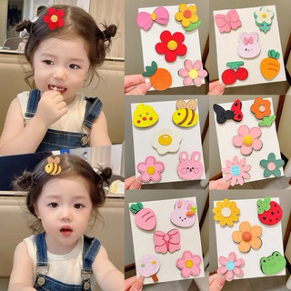   SET 5  Miếng dán tóc tự dính không đau cho bé gái hình trái cây động vật xinh xắn phong cách hoạt hình dễ thương 