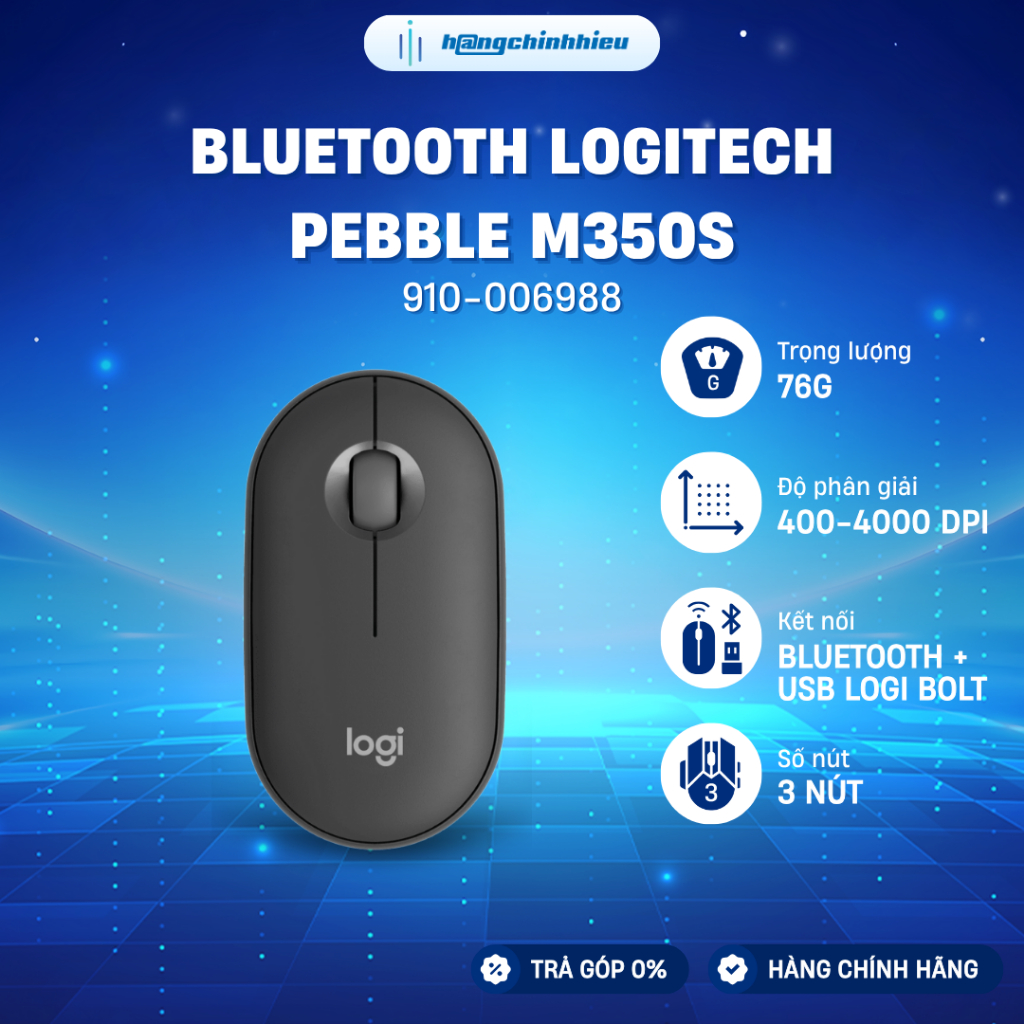 Chuột Bluetooth Logitech Pebble M350S - 910-006988 - Tonal Graphite