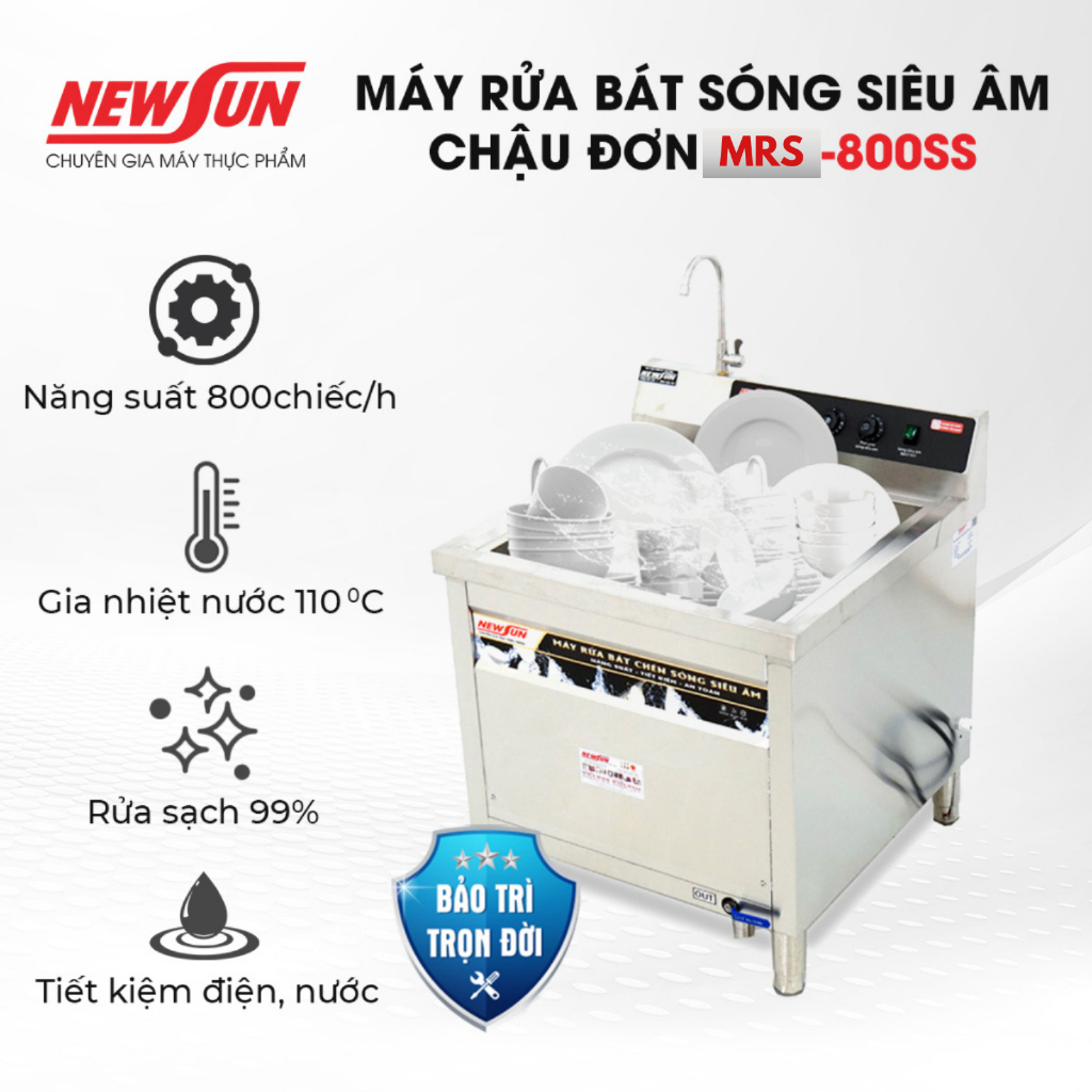Máy rửa bát chén siêu âm chậu đơn NS-800SS NEWSUN (Gía bán chưa bao gồm phí Newsun vận chuyển)