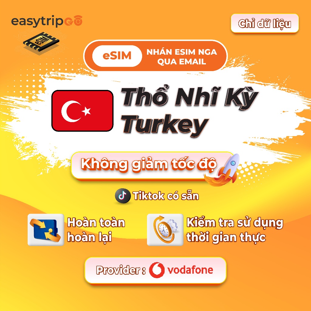 Easytripgo Turkey esim Dữ liệu roaming không giới hạn | 20-30GB 3-30GB | Dữ liệu du lịch tốc độ cao