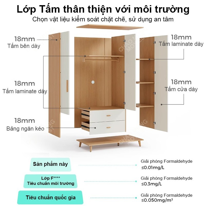 MY Tủ quần áo gỗ 2 cánh phong cách Nordic thương hiệu tủ đồ quần áo 2 cánh đa nă nước chống xước | BigBuy360 - bigbuy360.vn