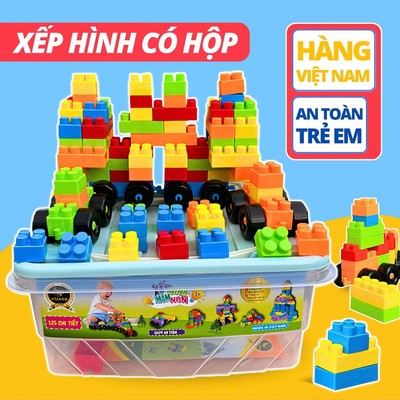 Đồ Chơi Xếp Hình Xây Dựng Vijago 125 Chi Tiết, Hộp Đựng Tiện Lợi Giúp Trẻ Phát Triển Trí Tưởng Tượng