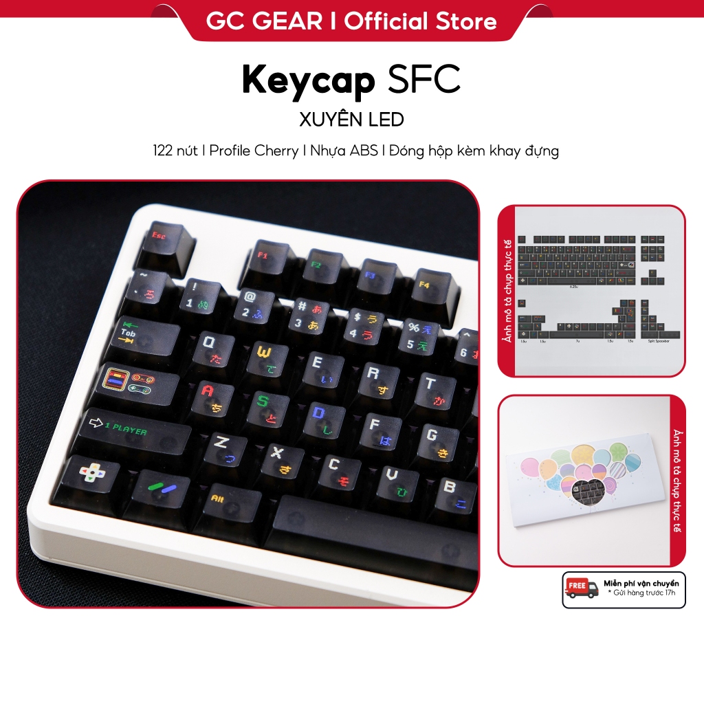 Keycap SFC Xuyên LED - Keycap nhựa ABS profile Cherry 122 nút - GC Gear