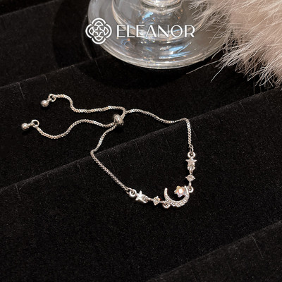 Vòng tay nữ dây rút Eleanor Accessories hình mặt trăng đính đá phụ kiện trang sức lắc tay 10290