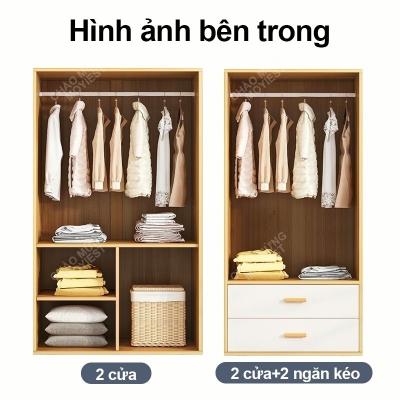 MY Tủ Quần  Áo Gỗ 2 Cánh Phong Cách Nordic Tủ Đựng Quần Áo Đa Năng Chất Liệu Gỗ MDF nước chống xước | BigBuy360 - bigbuy360.vn