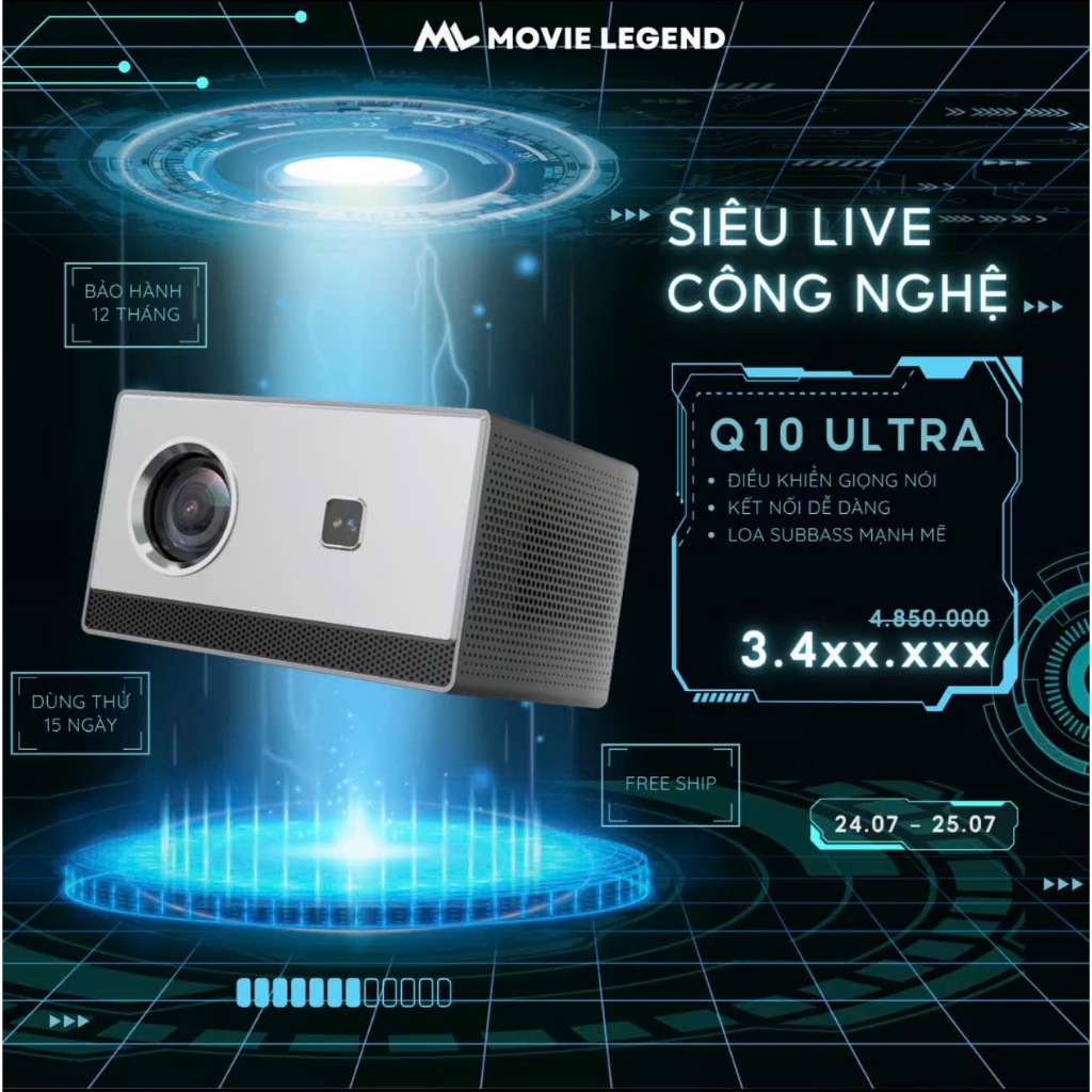 [SP HOT] Máy Chiếu Full HD Siêu Nét Q10 Ultra Androi 12, Dùng Thử 7N, Bảo Hành 12 Tháng