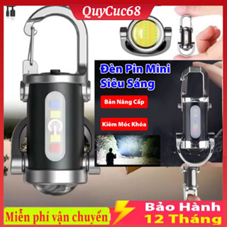  Đèn Pin Siêu Sáng Mini Kiêm Móc Khóa Có Đèn LED Xanh & Đỏ Đèn Pin Móc Khóa Di Động Có Thể Sạc Lại USB 