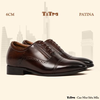 [ 6CM ] Giày Cao Nam T&Tra A210 Nâu Tối - Đánh Màu Thủ Công Patina