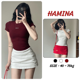 Áo Thun Cotton Nữ Mịn Mát Hamina Thêu Chữ KARIN, Áo Phông Cổ Tròn Ôm Body Bigsize 443
