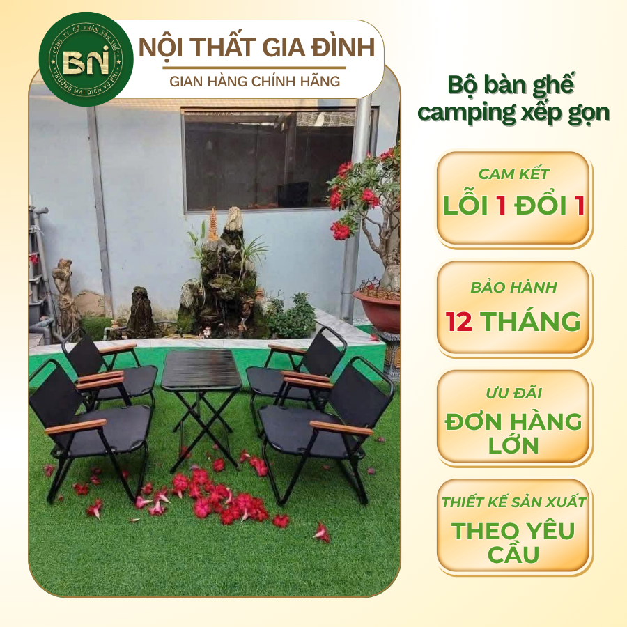 Bộ bàn ghế camping xếp gọn siêu nhẹ, Bàn ghế gấp thích hợp dã ngoại picnic du lịch