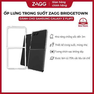 Ốp lưng trong suốt ZAGG Bridgetown cho Samsung Galaxy Z Fold7/Z Flip7 chống sốc 3m ứng dụng vật liệu Graphene