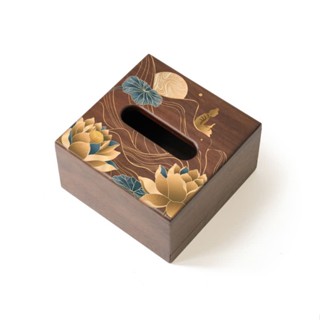Hộp Đựng Khăn Giấy Gỗ Óc Chó in họa tiết 14x14cm công nghệ in UV không bay màu UV05 - Khodogohanoi