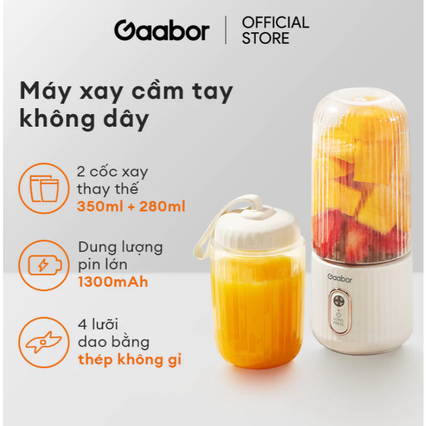 [HÀNG-MKT] Cốc Xay Sinh Tố Cầm Tay Gaabor FP03T-­WH01A