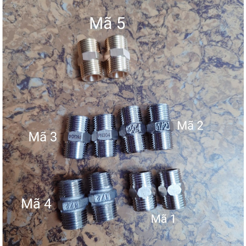 Kép ren 21, Nối hai đầu ren ngoài, Kép ren ngoài inox 21 (201/304) - Kép đồng 21 - Giá sỉ