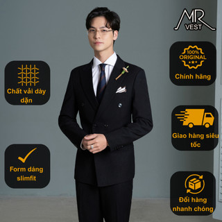 Bộ Suit nam thiết kế đen ve nhọn giao khuy MRV491