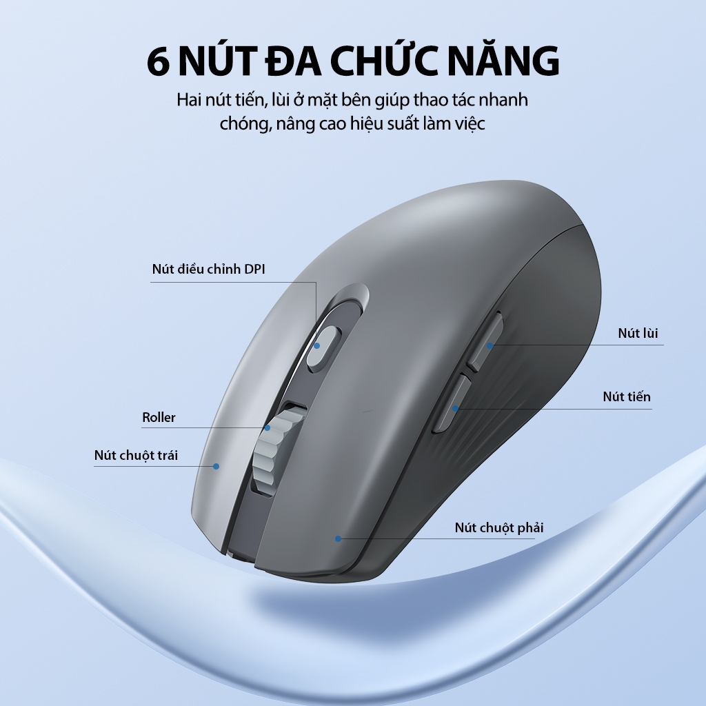 Chuột Quang Không Dây Tĩnh Âm ROBOT M370 Màu Hồng/ Màu Xám 3200 DPI Cảm Biến Quang Học Khoảng Cách Tín Hiệu 20m | BigBuy360 - bigbuy360.vn