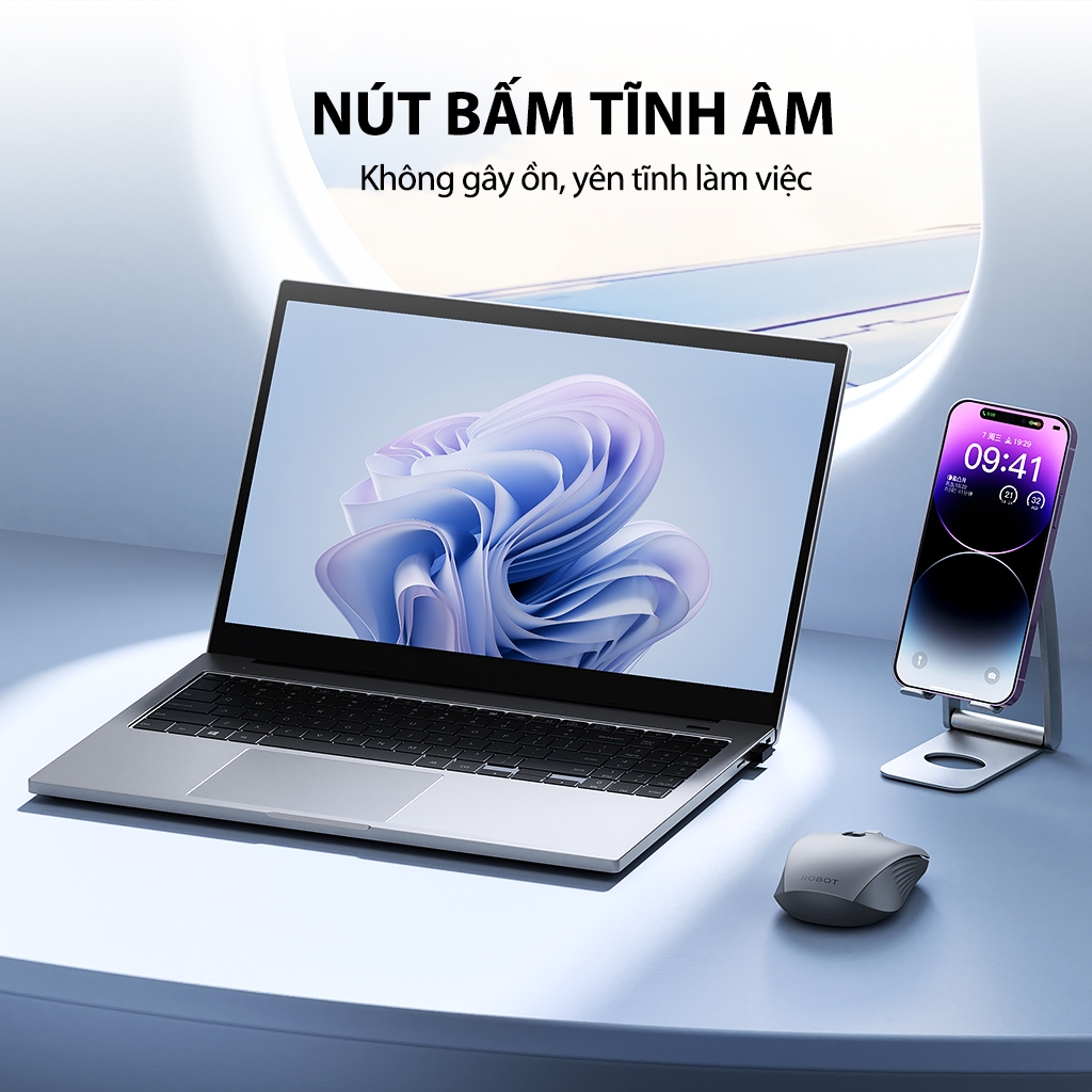 Chuột Quang Không Dây Tĩnh Âm ROBOT M370 Màu Hồng/ Màu Xám 3200 DPI Cảm Biến Quang Học Khoảng Cách Tín Hiệu 20m | BigBuy360 - bigbuy360.vn