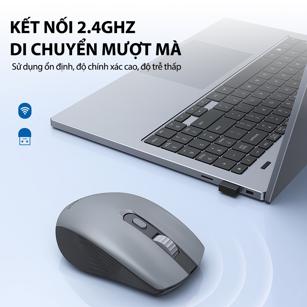 Chuột Quang Không Dây Tĩnh Âm ROBOT M370 Màu Hồng/ Màu Xám 3200 DPI Cảm Biến Quang Học Khoảng Cách Tín Hiệu 20m | BigBuy360 - bigbuy360.vn