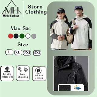 Áo khoác gió nam nữ phối màu 2 lớp MINHI vải tráng bạc chống nước, chống bụi