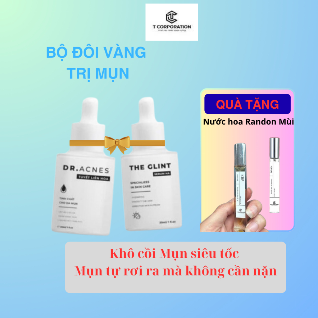 [DAEL MỞ BÁN] Bộ đôi serum Mụn DR.ACNES kết hợp serum HA THE GLINT Căng bóng cấp ẩm